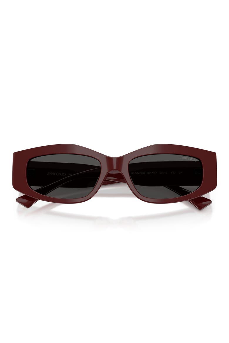 53mm Irregular Sunglasses, Alternate, color, CRANBERRY / DARK GREY