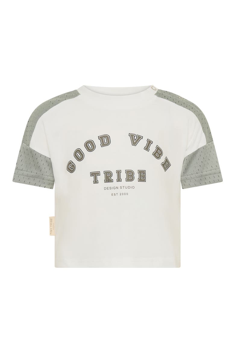 Colorblock Stretch Cotton Mesh T-Shirt, Main, color, WHITE MULTI