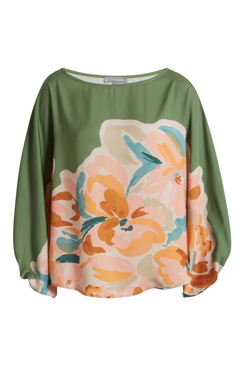 Placement Print Peasant Top, Alternate, color, BASIL MULTI