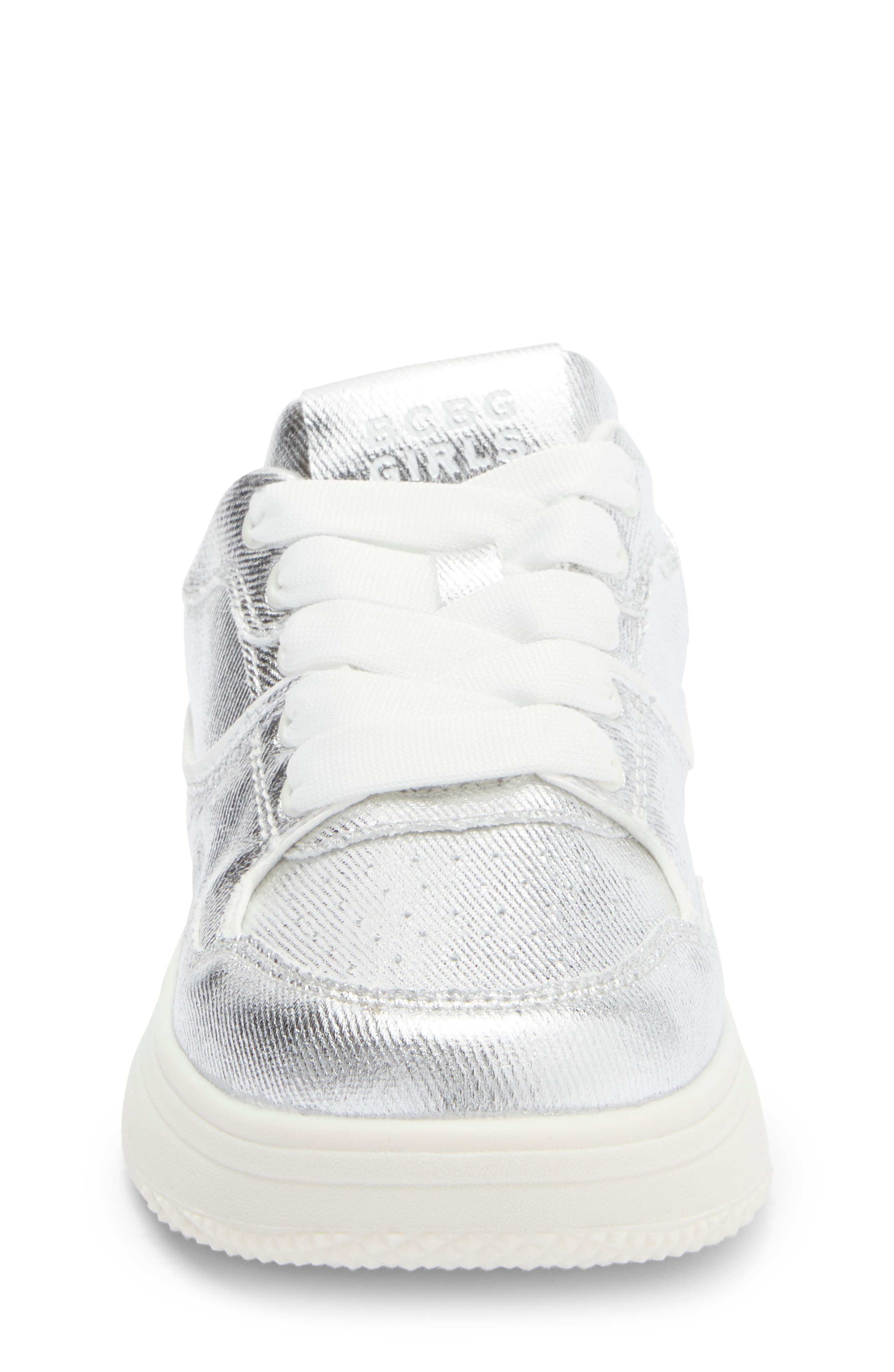 BCBG Girls Kids' Shiloh Metallic Sneaker, Alternate, color, Silver