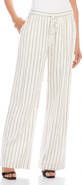 Karen Kane Stripe Linen Blend Wide Leg Drawstring Pants
