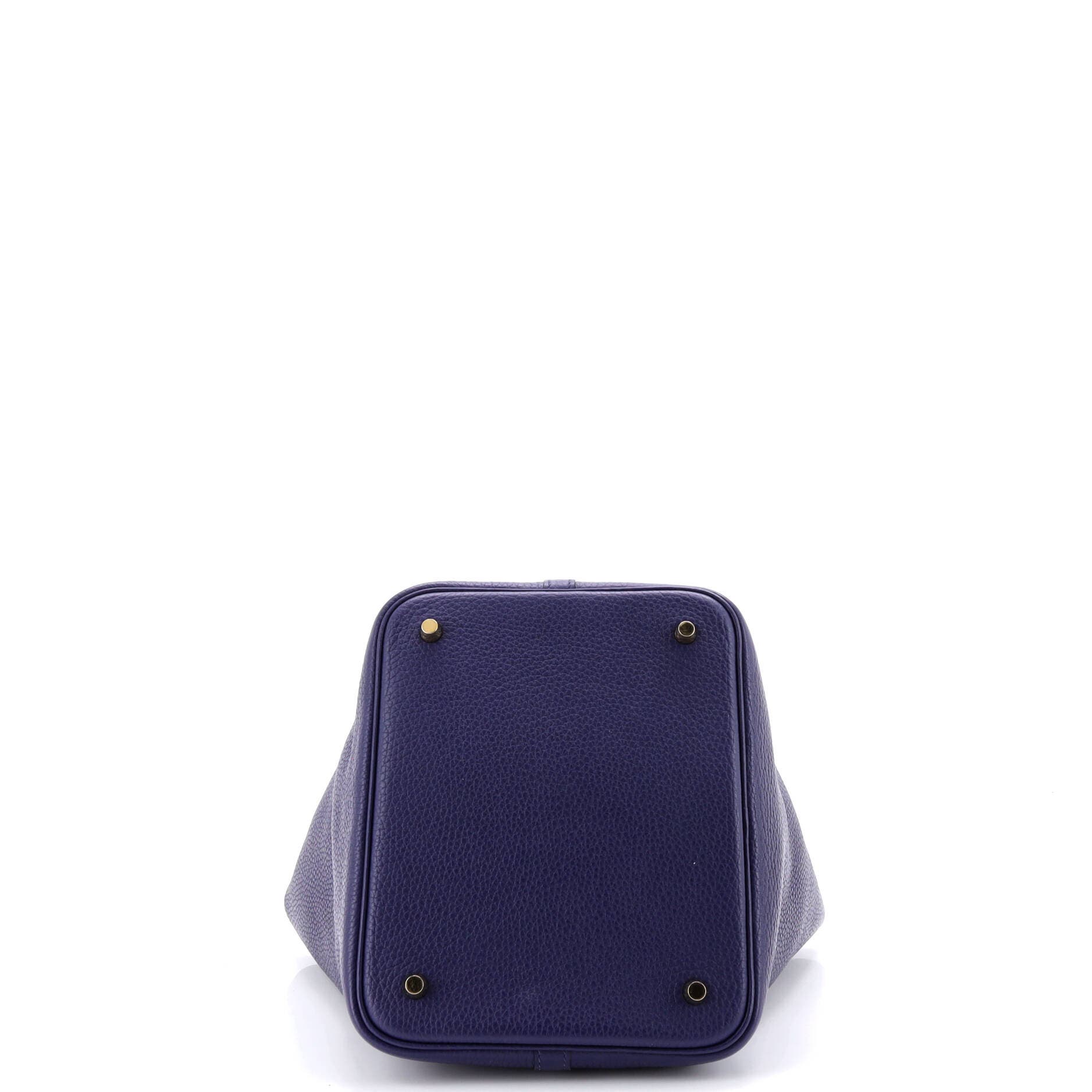 Pre-Owned Hermes Picotin Lock Bag Clemence MM, Alternate, color, Bleu Encre