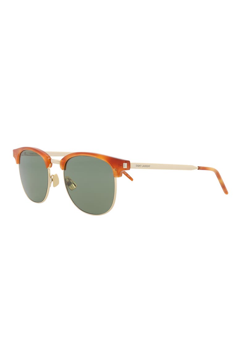 52mm Browline Sunglasses, Alternate, color, BROWN HAVANA/ GOLD/ GREEN