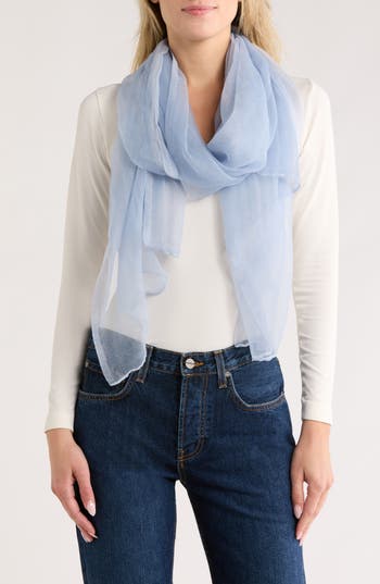 Ellian Solid Gauze Oblong Scarf In Blue