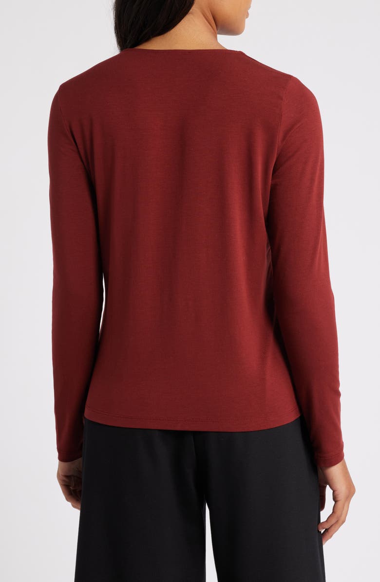 Eileen Fisher Long Sleeve V-Neck Top, Alternate, color, Redwood