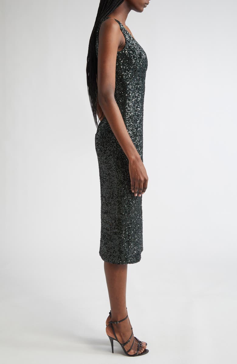 Michael Kors Collection Sequin Embellished Sheath Dress, Alternate, color, Bottle