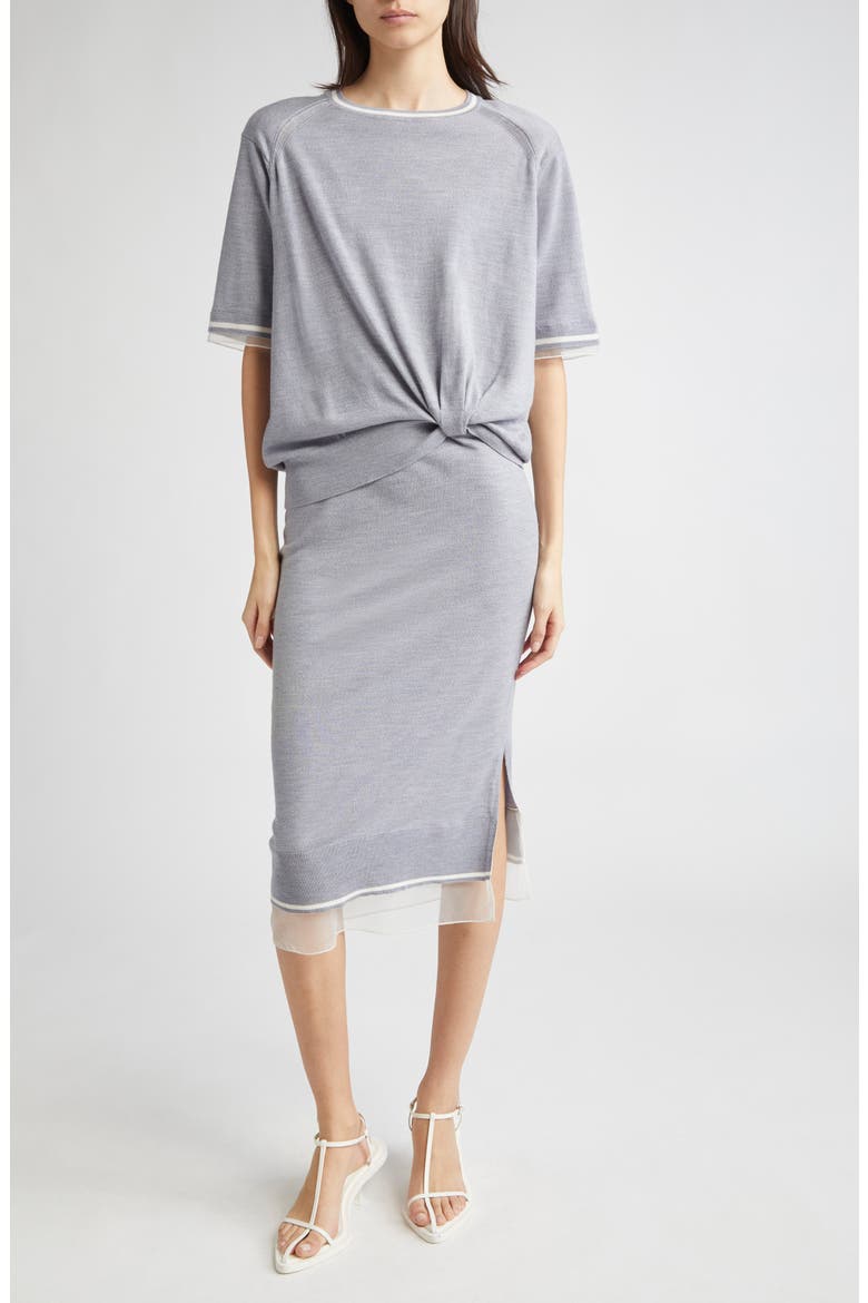 Short Sleeve Knit Wool Dress, Alternate, color, GREY MELANGE