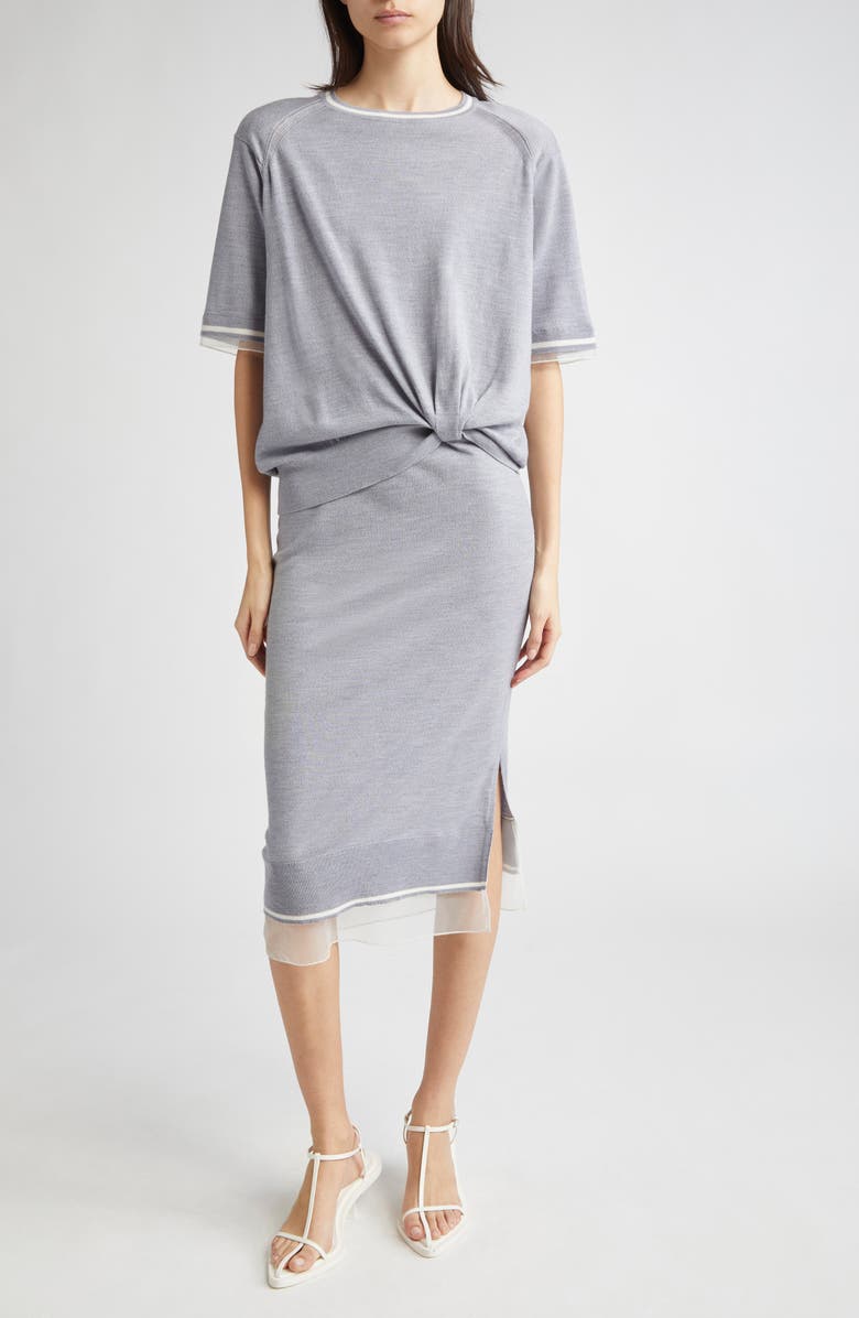 3.1 Phillip Lim Short Sleeve Knit Wool Dress, Alternate, color, Grey Melange