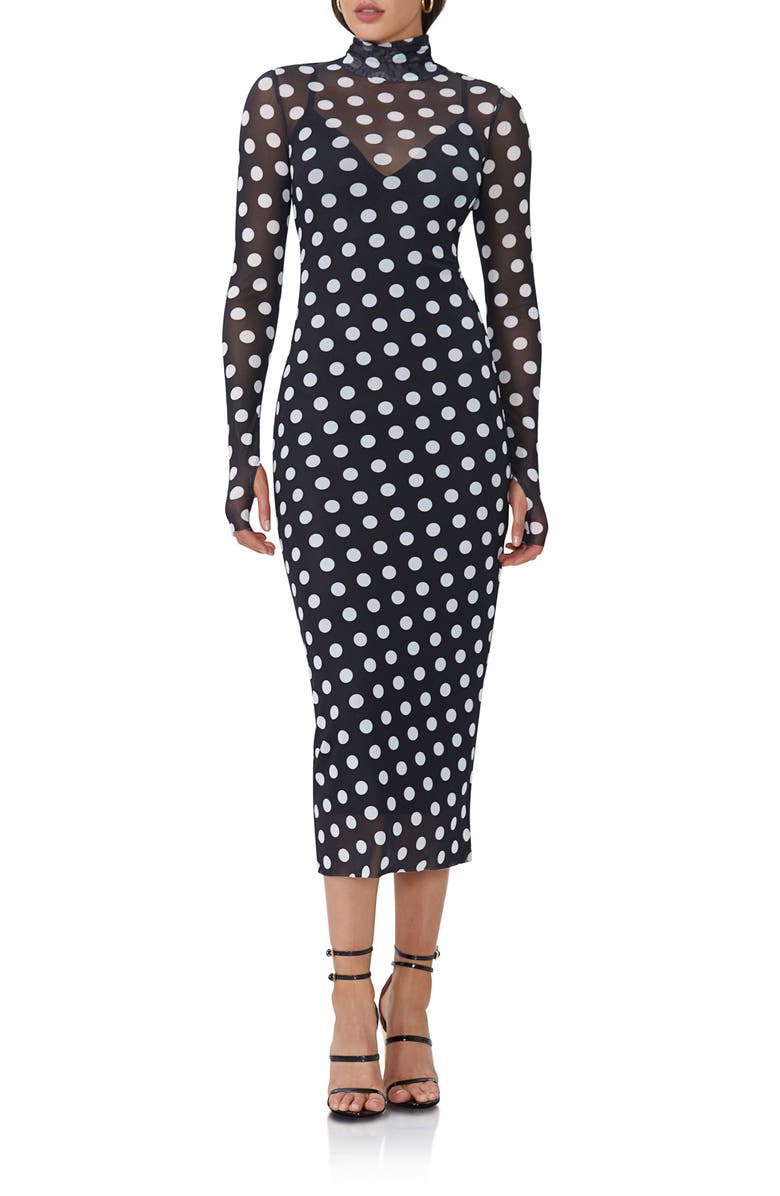 AFRM Shailene Long Sleeve Turtleneck Mesh Dress, Main, color,