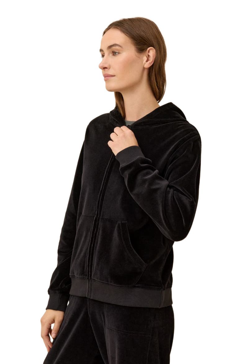 Organic Cotton Pure Velour Zip Hoodie, Alternate, color, Black