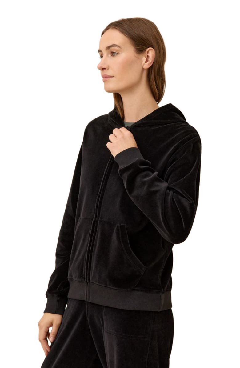 Pact Organic Cotton Pure Velour Zip Hoodie, Alternate, color, Black
