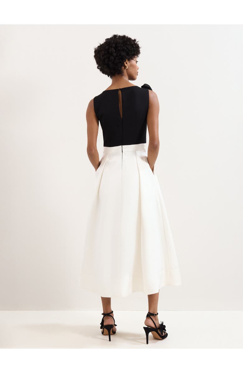 Phase Eight Perla Satin Midi Dress, Alternate, color, Black/Ivory