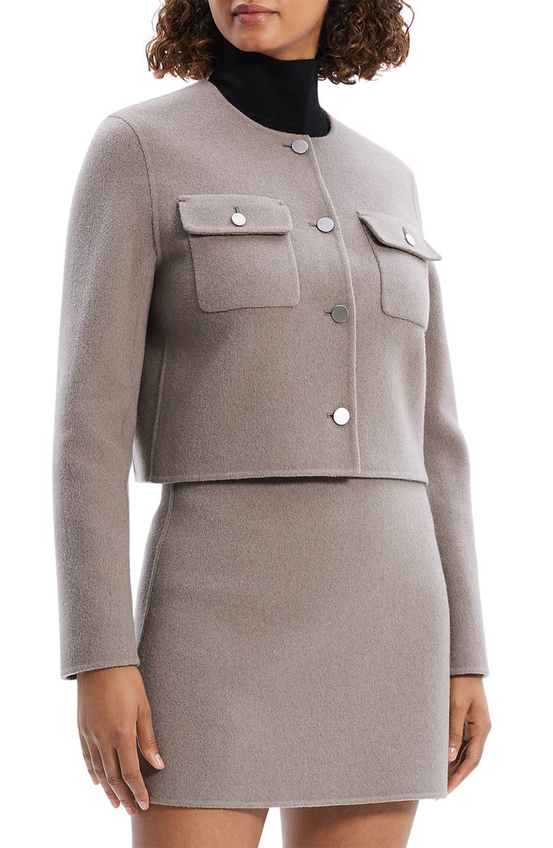 Theory Wool & Cashmere Crop Jacket, Alternate, color, Cinder Melange