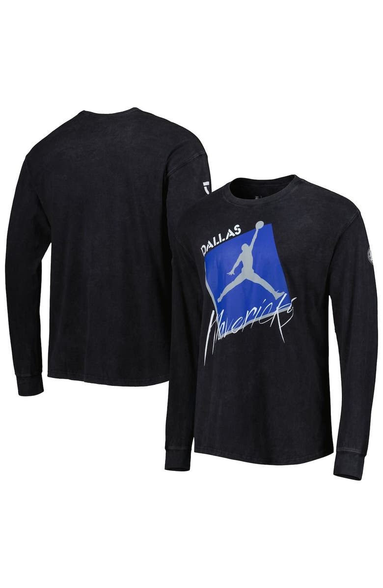 Jordan Brand Men's Jordan Brand Black Dallas Mavericks Courtside Max 90 Vintage Wash Statement Edition Long Sleeve T-Shirt, Main, color, Black