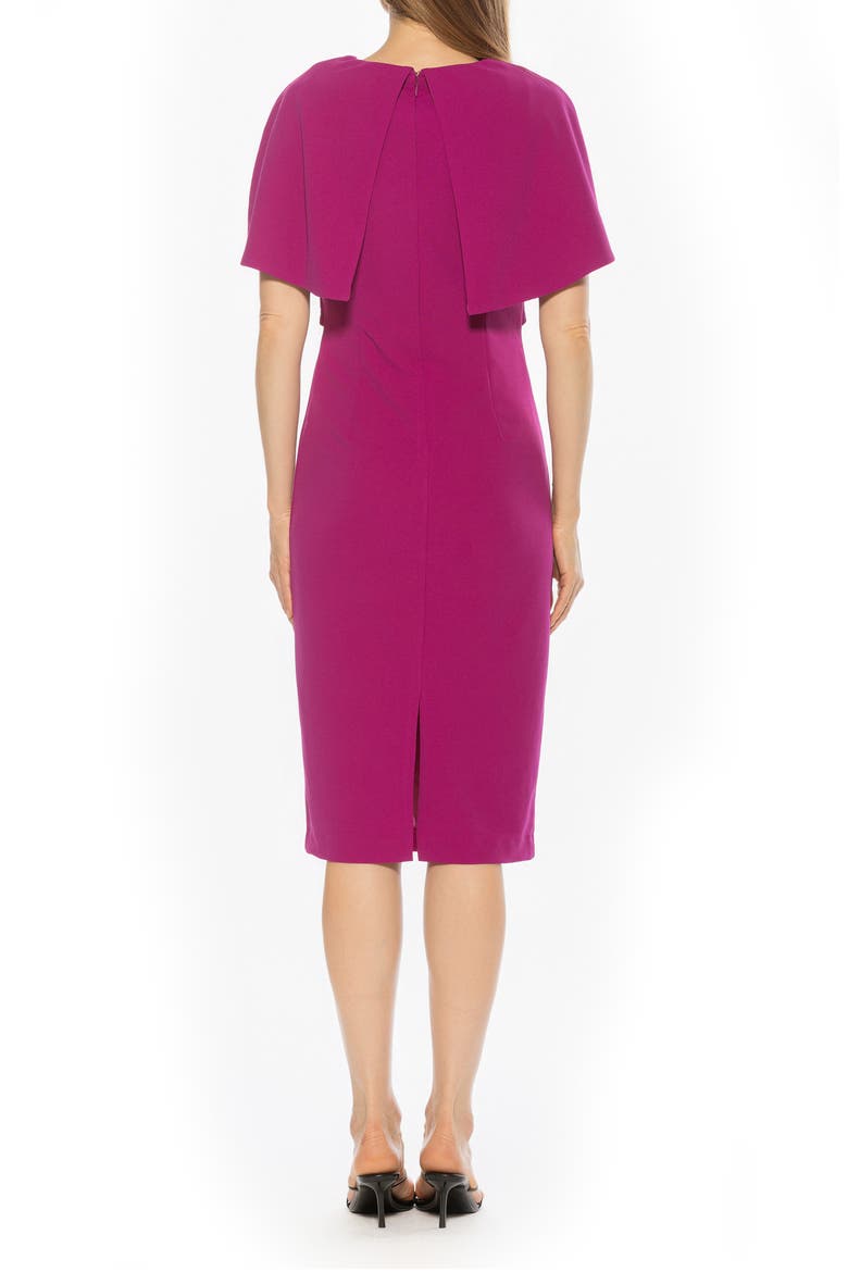 Noor Wrap Bodice Midi Sheath Dress, Alternate, color, MAGENTA
