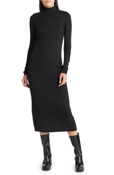 Mock Neck Long Sleeve Sweater Dress