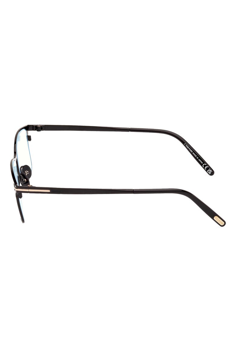 TOM FORD 54mm Rectangular Blue Light Blocking Glasses, Alternate, color, Black / T Logo / Blue Block
