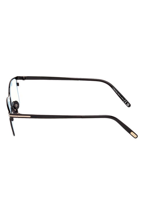 Tom Ford 54mm Rectangular Blue Light Blocking Glasses In Black