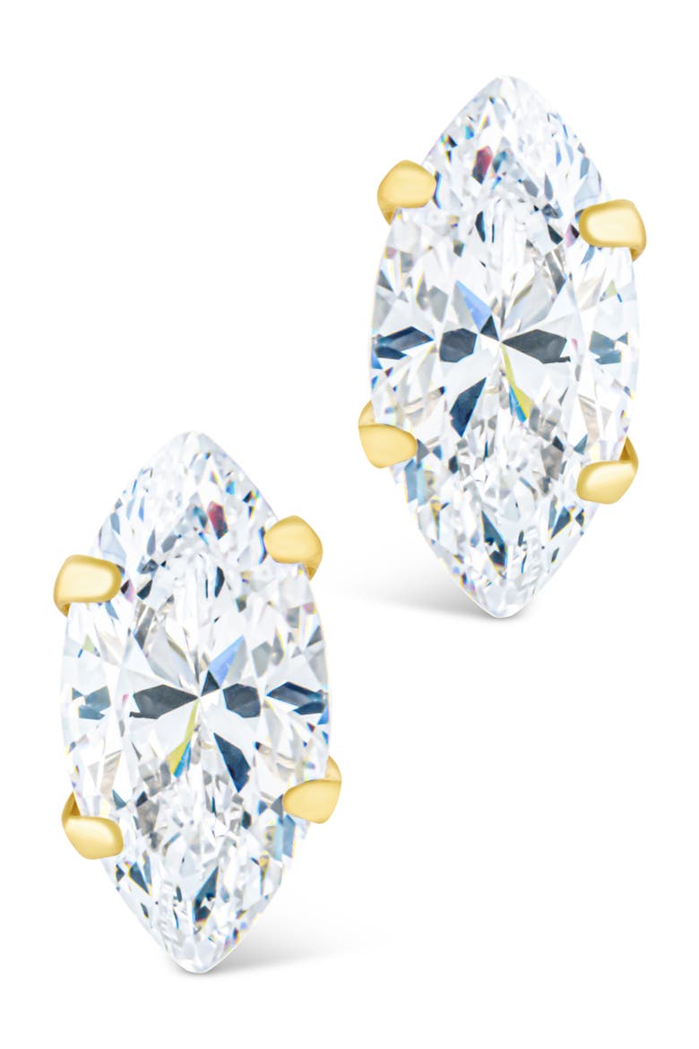 Marquise-Cut Cubic Zirconia Stud Earrings, Alternate, color, GOLD