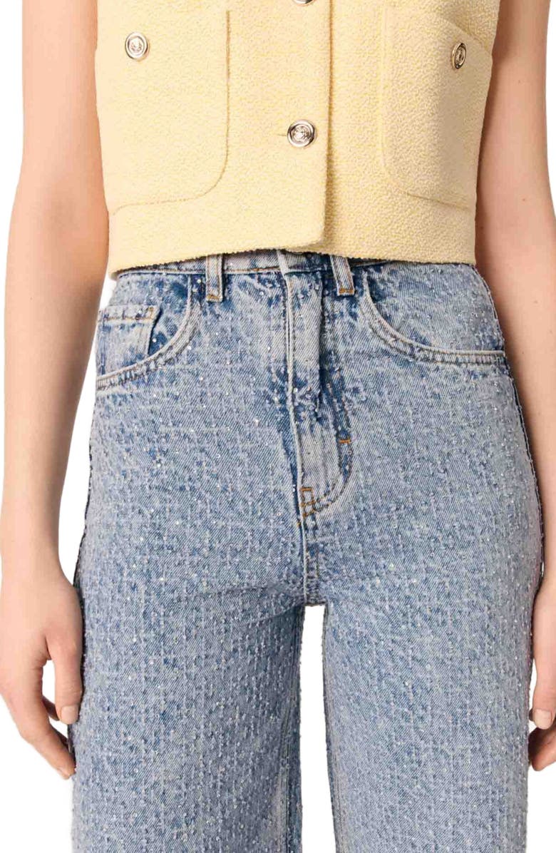 maje Rhinestone baggy jeans, Alternate, color,