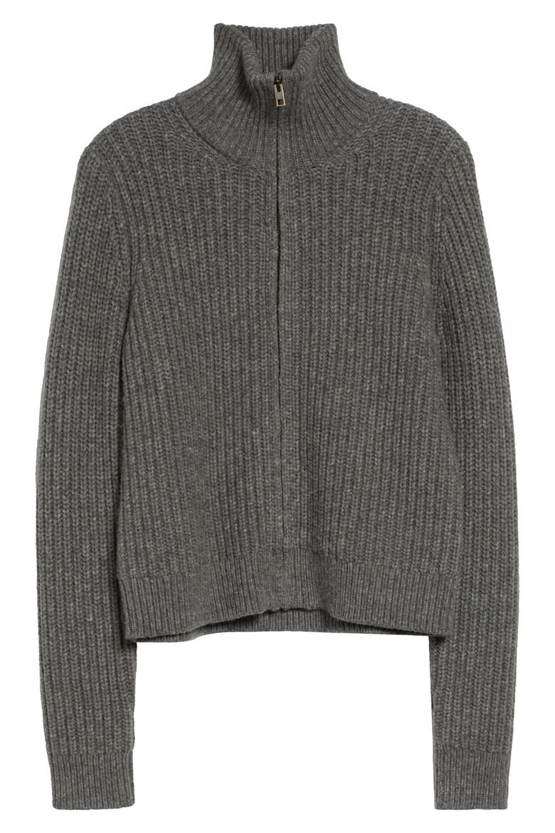 Arlen Ribbed Zip Cardigan, Alternate, color, MEDIUM GREY MELANGE