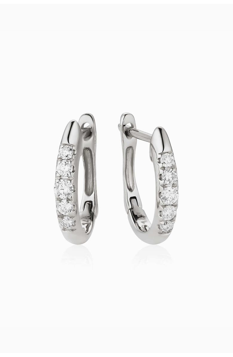 Oradina 14K Gold Regal Diamond Huggies, Main, color, White Gold - Diamonds