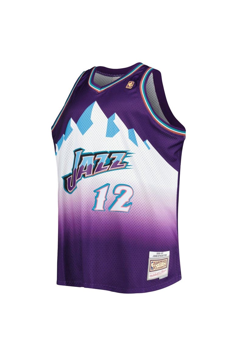 Men's Mitchell & Ness John Stockton Purple Utah Jazz Big & Tall Hardwood Classics 1996/97 Swingman Jersey, Alternate, color, Purple