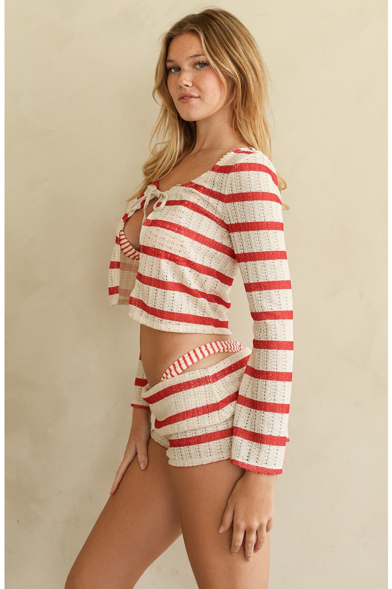 Tie Cardigan, Alternate, color, Summertime Stripe