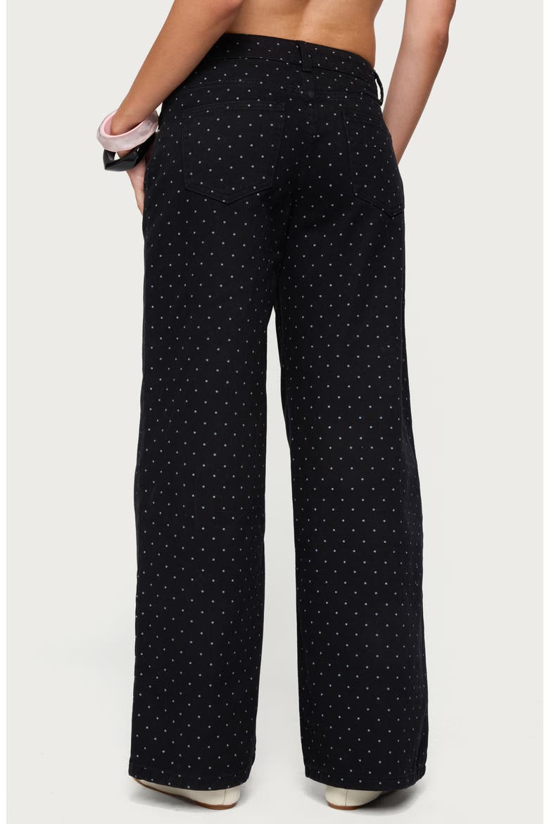 Misha Polka Dot Baggy Wide Leg Jeans, Alternate, color, BLACK