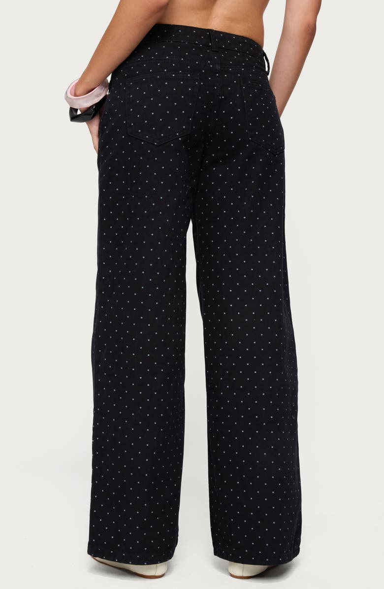 EDIKTED Misha Polka Dot Baggy Wide Leg Jeans, Alternate, color, Black