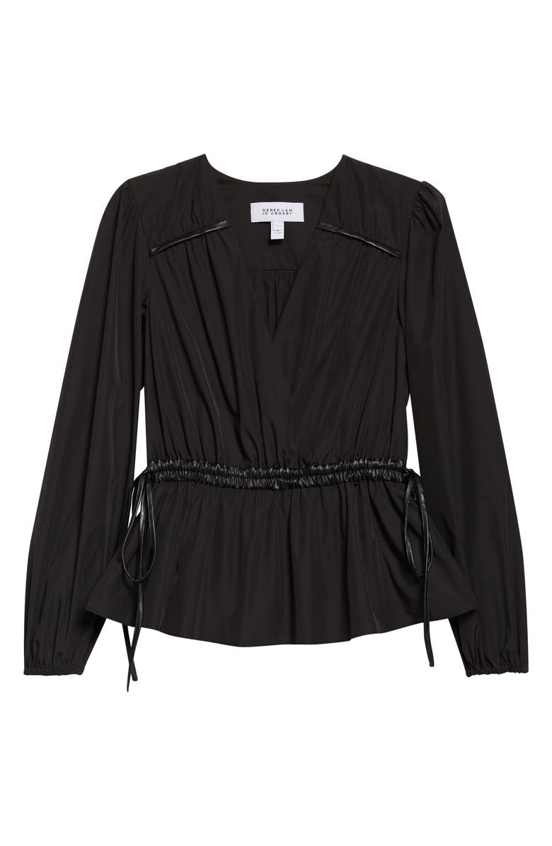 Derek Lam 10 Crosby Dominica Surplice Peplum Top, Alternate, color, Black