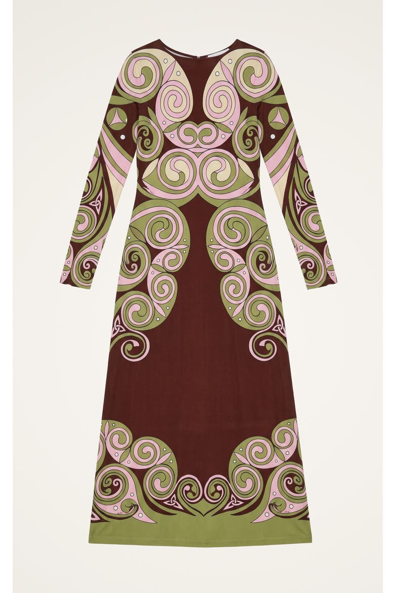 Slinky Swing Dress, Alternate, color, Kells Swirl Placée Burgundy