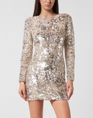 PHILIPP PLEIN Embroidered Long-Sleeved Mini Dress Crystal Skull Women