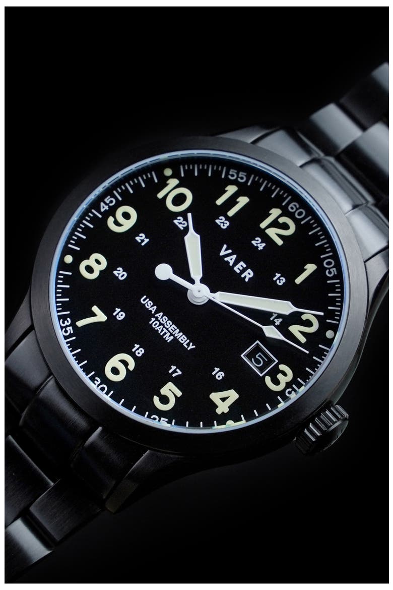 C5 Tactical Field Bracelet Watch, 40mm, Alternate, color, BLACK