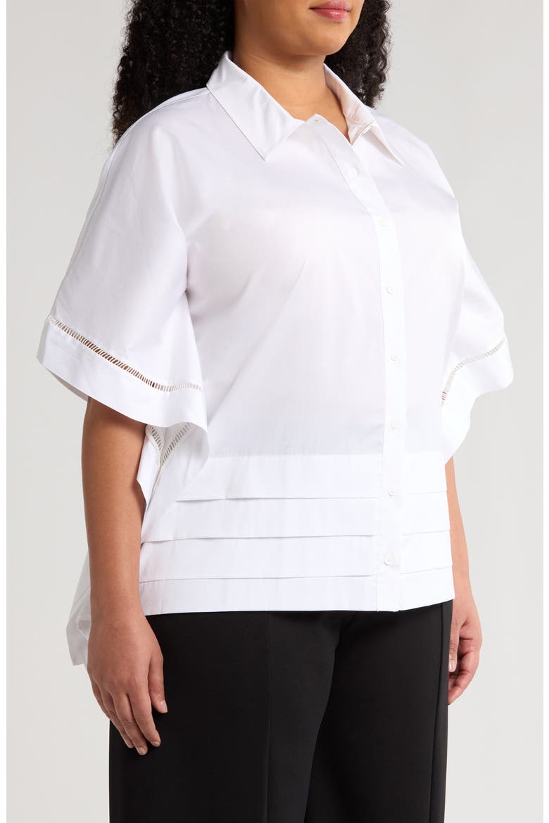 Harpa Short Sleeve Cotton Button-Up Shirt, Alternate, color, WHITE