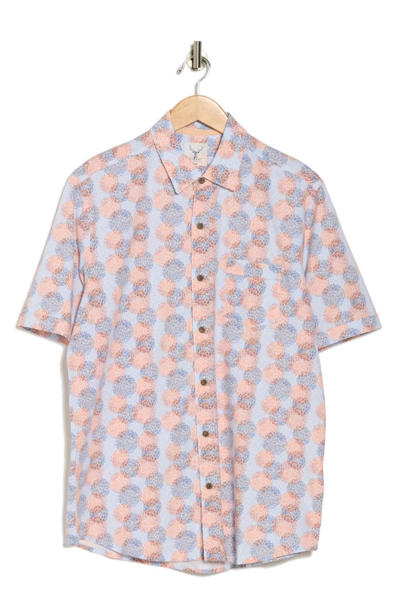 NICOBY Regular Fit Short Sleeve Stretch Button-Up Shirt, Alternate, color, Orange