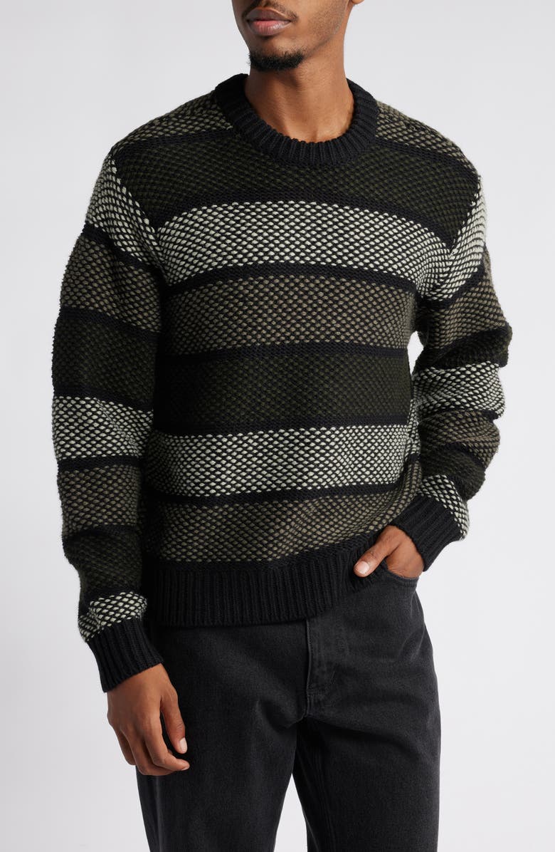 Obey Benjamin Stripe Crewneck Sweater, Main, color,