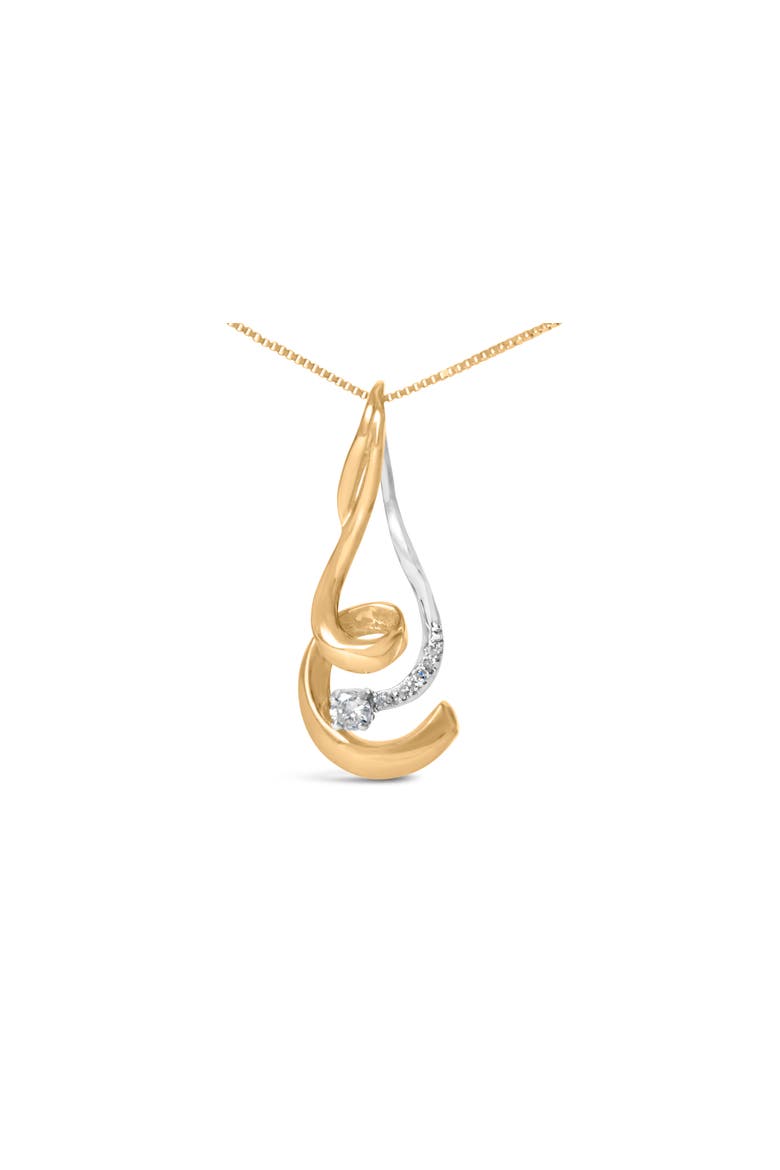 Espira 10K Two-Tone Gold 1/10 cttw Round Cut Diamond Swirl Pendant Necklace, Alternate, color, Yellow