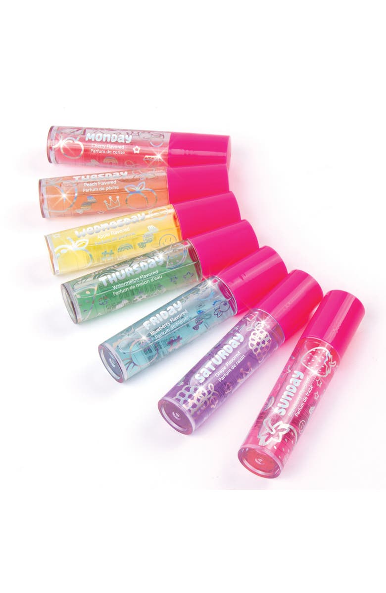 Three Cheers For Girls 3C4G Days Of The Week Lip Gloss Set 7 Piece Rollerball Flavored Set, Alternate, color, Multicolored