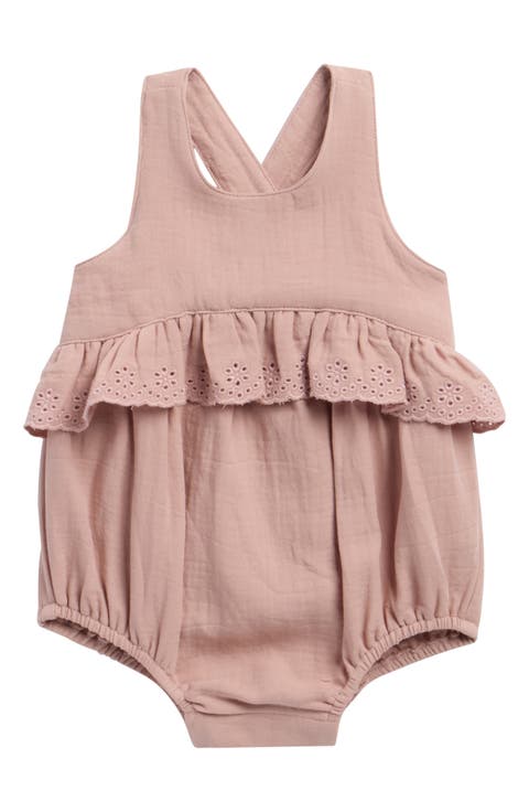 Penny Embroidered Ruffle Trim Romper (Baby)