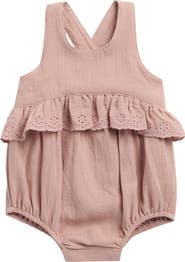 QUINCY MAE Penny Embroidered Ruffle Trim Romper