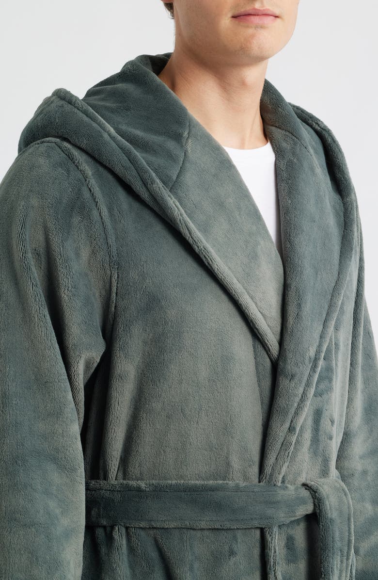 Nordstrom Fleece Hooded Robe, Alternate, color, Green Balsam