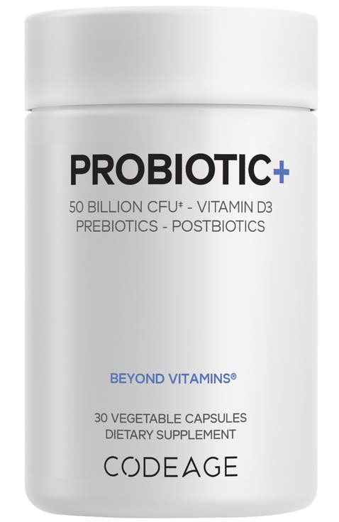 Probiotic+ 50B CFU, 12 Strains, Prebiotic Fiber, Postbiotics Supplement