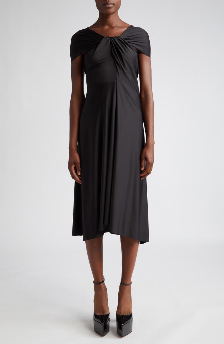 Victoria Beckham Draped Cap Sleeve Jersey Midi Dress, Main, color, 