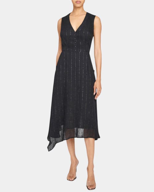 SANTORELLI SANTORELLI NIA SLEEVELESS MIDI DRESS WITH ASYMMETRIC HEMLINE AND BUTTON DETAILS