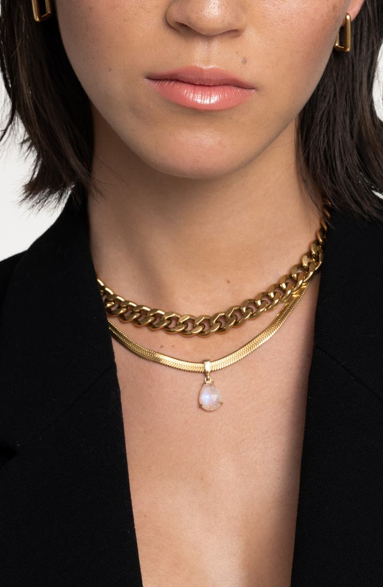 st. Moran Curb Chain Necklace, Alternate, color, Gold