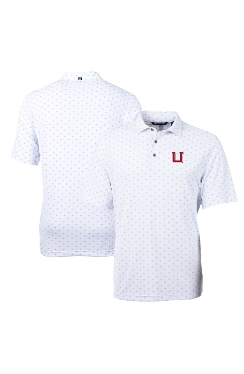 Cutter & Buck Men's Cutter & Buck White Utah Utes Team Big & Tall Virtue Eco Pique Tile Print Polo, Main, color, 