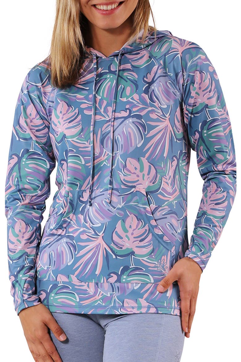 Pullover Hoodie, Main, color, Pastel Palms