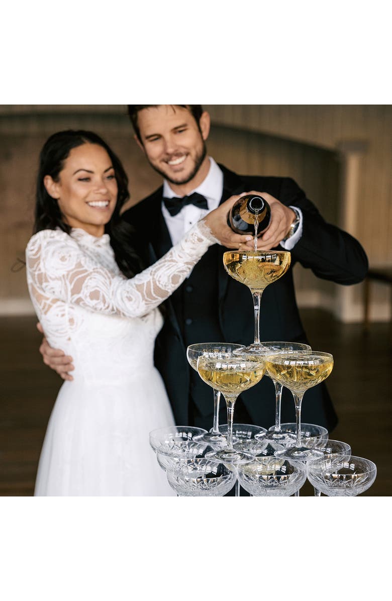 Waterford Lismore Essence Set of 2 Lead Crystal Champagne Saucers, Alternate, color, Clear