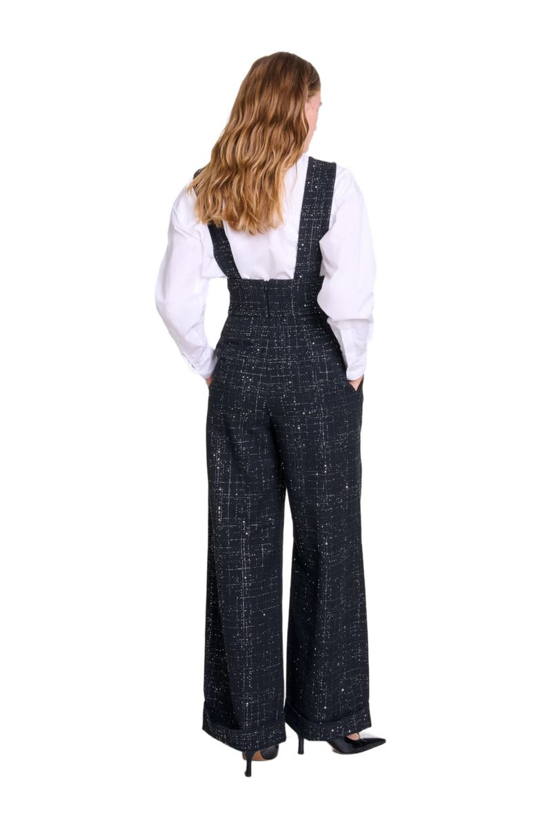 maje Wide-leg trousers with tweed braces, Alternate, color, 